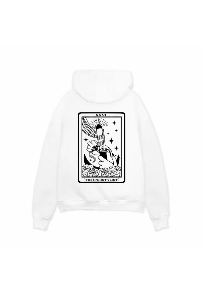 The Hairstylist white hoodie.webp