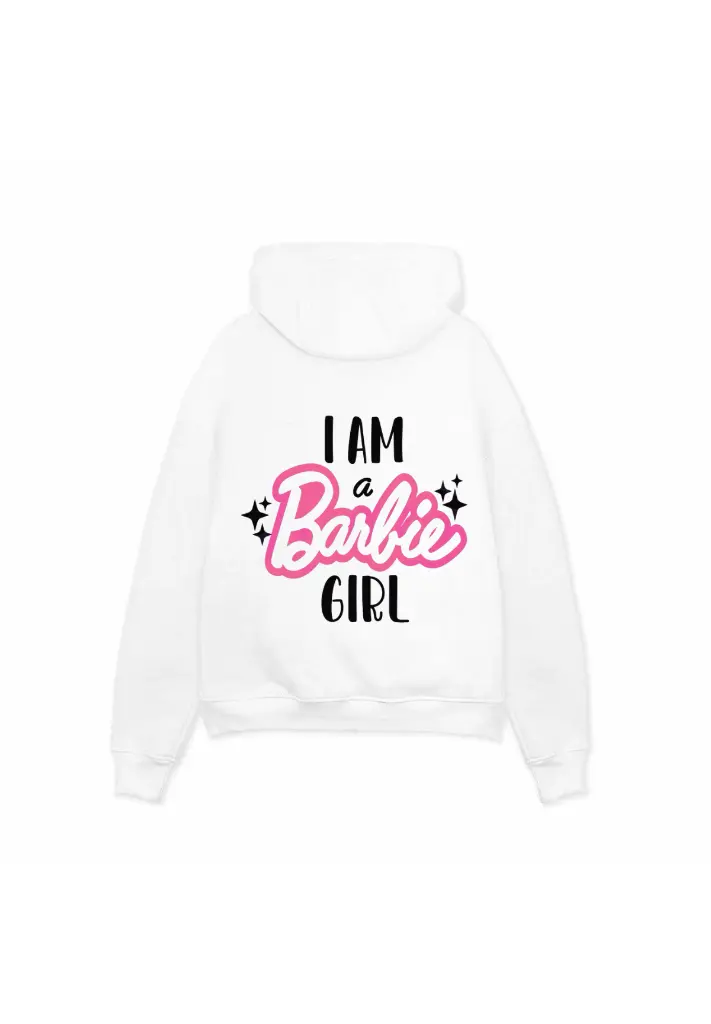 White Hoodie I’m a Barbie girl.webp